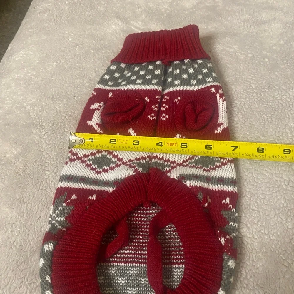 Festive Holiday Red and Gray Dog Sweater size small
